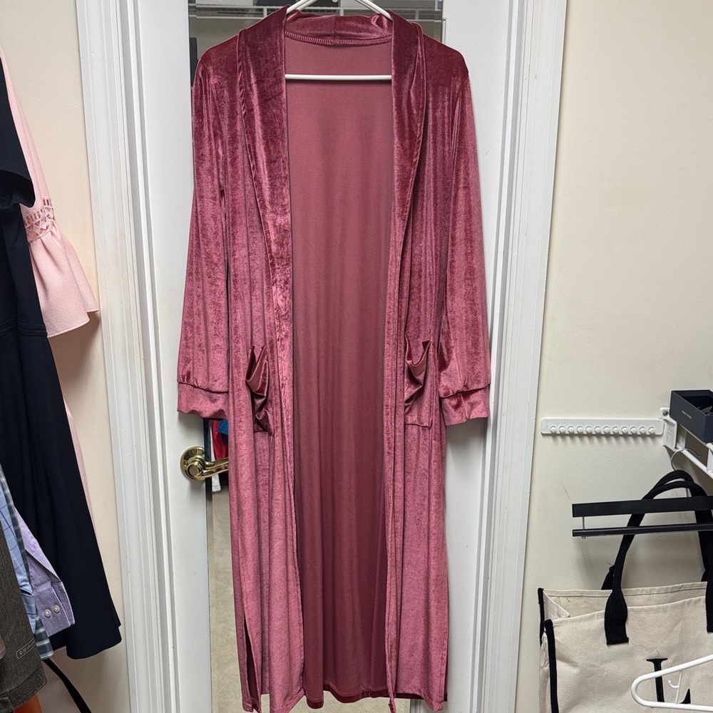 Pink Velour Duster Cardigan